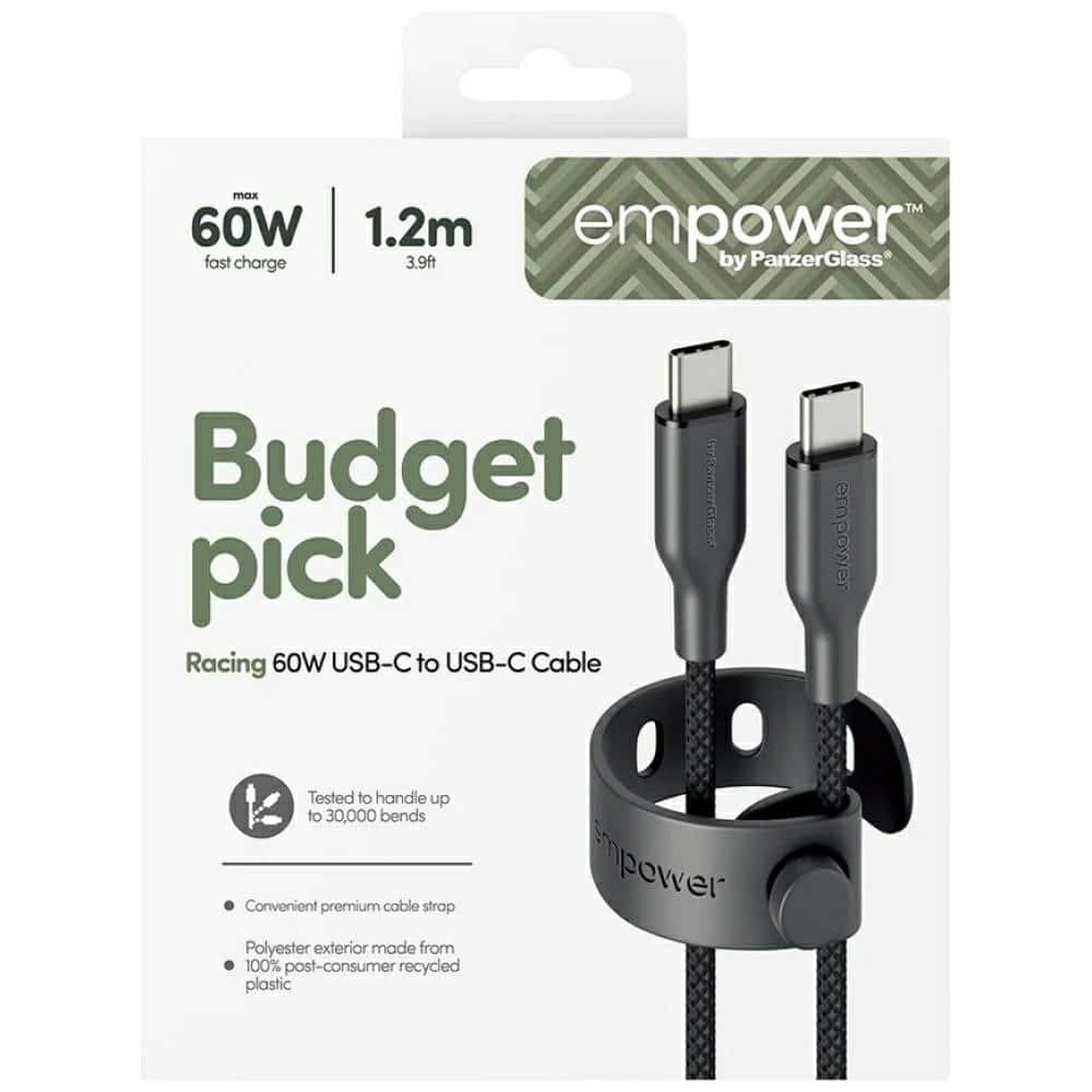 Καλώδιο ενδυνάμωσης από την PanzerGlass Racing 60W USB-C σε USB-C 1,2m μαύρο 6