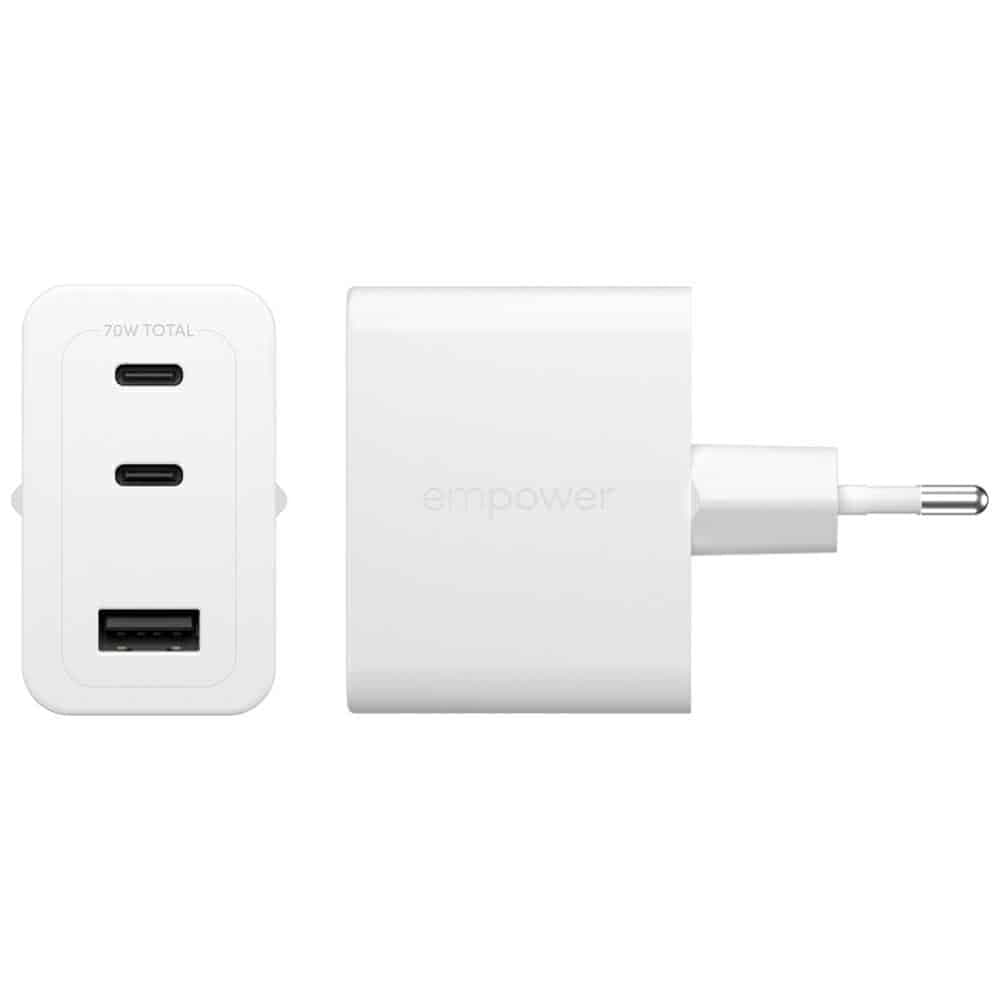 Φορτιστής τοίχου Empower by PanzerGlass Turbo 70W 2x USB-C USB-A Ασημί-Λευκό 3