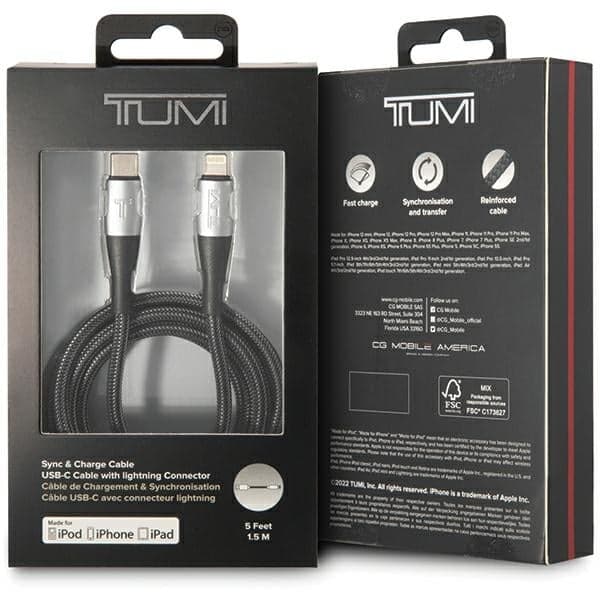 TUMI TUCCSMFI USB-C - Καλώδιο Lightning 1,5m γρήγορης φόρτισης, μαύρο 3