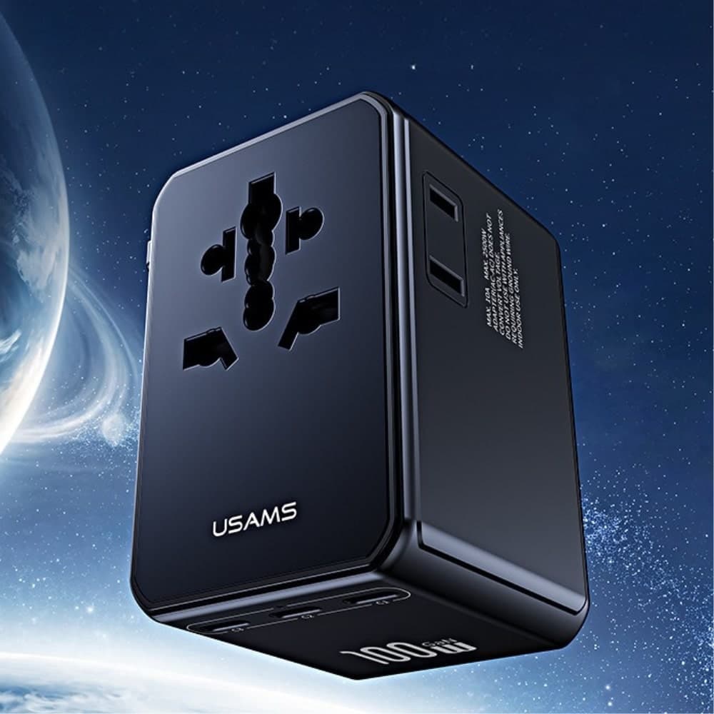 Προσαρμογέας USAMS 4 σε 1 Universal Φορτιστής Ταξιδίου T72 65W ΗΠΑ/Αυστραλία/ΕΕ/Ηνωμένο Βασίλειο μαύρο 2