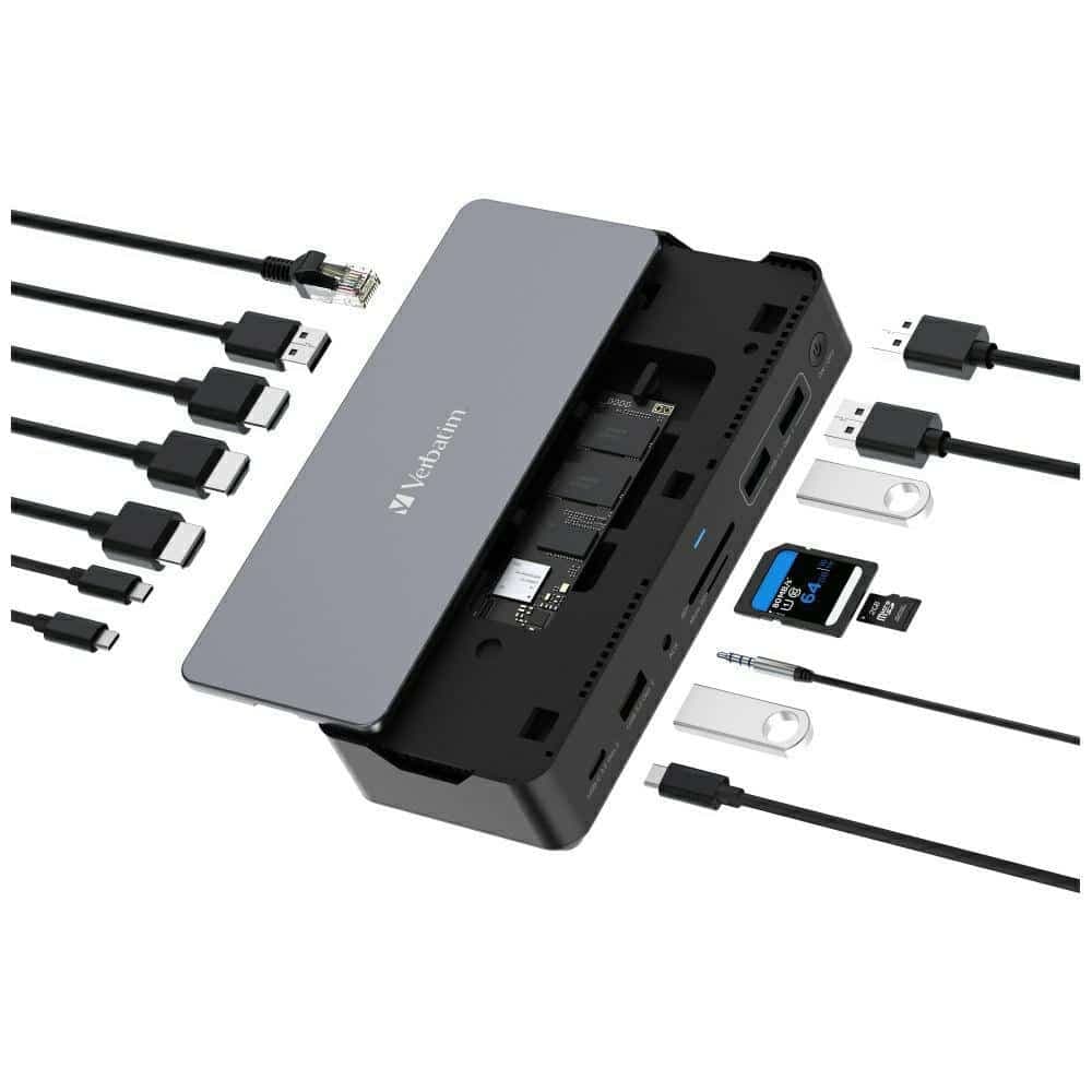 Verbatim σταθμός σύνδεσης USB-C Pro 15 σε 1 2xHDMI/1xRJ45/4xUSB-A/3xUSB-C/1xSD/1xmicroSD/1xAudi