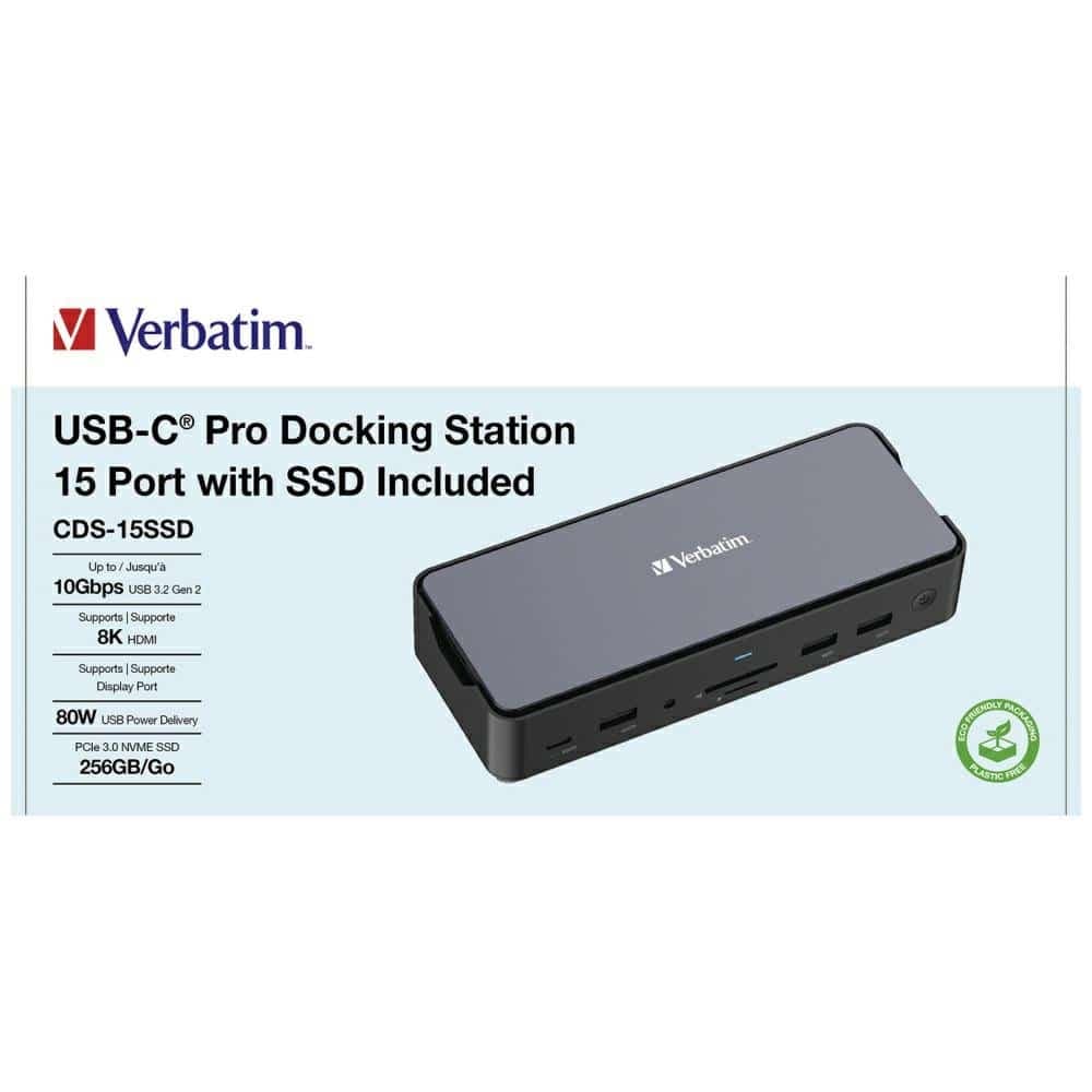 Verbatim σταθμός σύνδεσης USB-C Pro 15 σε 1 2xHDMI/1xRJ45/4xUSB-A/3xUSB-C/1xSD/1xmicroSD/1xAudi 10