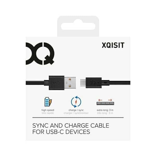 Καλώδιο Xqisit Φόρτισης & Συγχρονισμού USB A -USB C3.0m μαύρο 31298 2