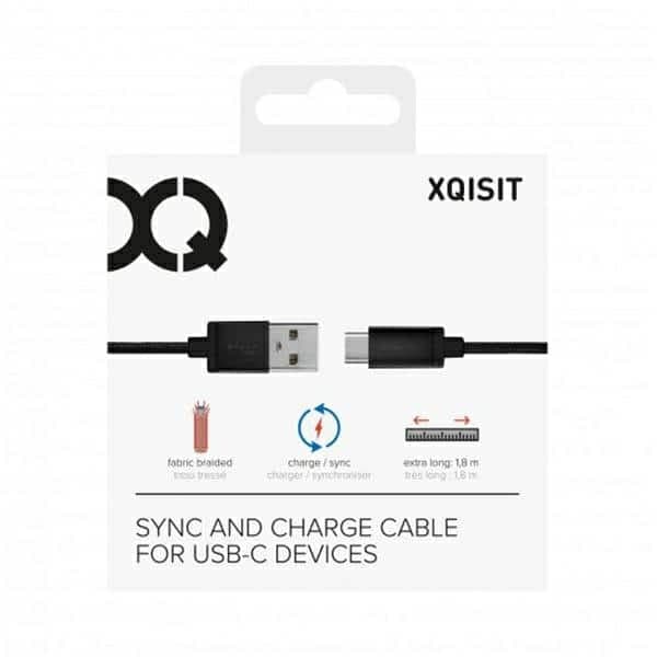 Καλώδιο Xqisit Cotton USB C 3.0 μαύρο 1,8 μ. 27749 2