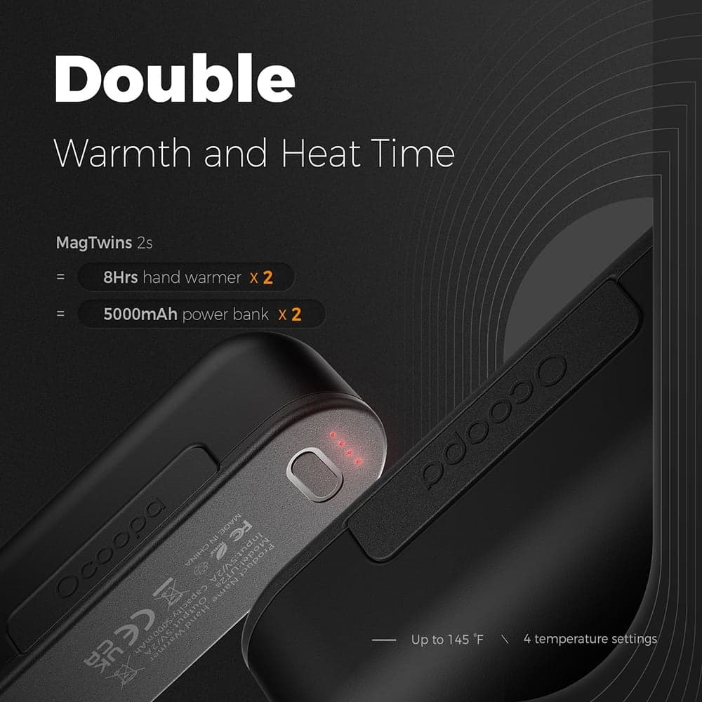 Ocoopa UT2s Θερμαντήρας Χεριών με Power Bank, Ηλεκτρικός, Μαγνητικός Σχεδιασμός, 2x 5000mAh, Μαύρος 5