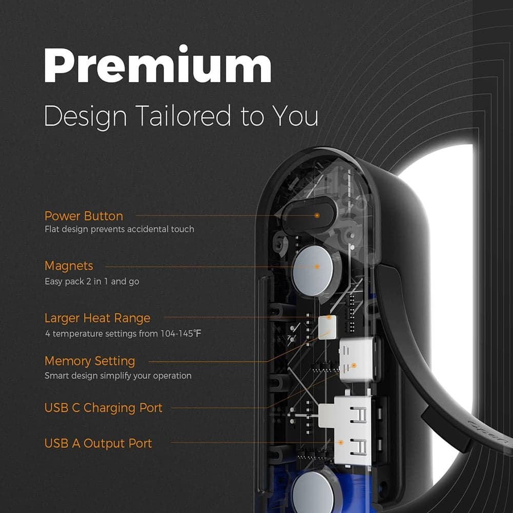 Ocoopa UT2s Θερμαντήρας Χεριών με Power Bank, Ηλεκτρικός, Μαγνητικός Σχεδιασμός, 2x 5000mAh, Μαύρος 4