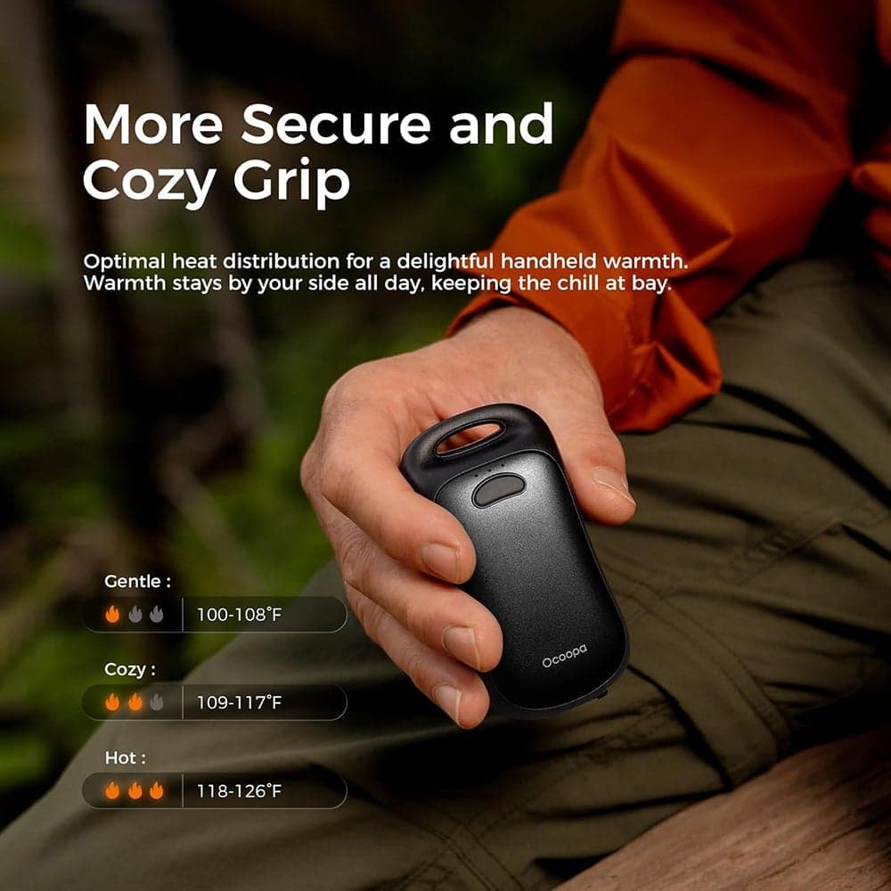 Ocoopa - Hand Warmer UT4 Urban (UT3061-BK) - USB-C, IP45, Ρυθμιζόμενη Θερμότητα, Μαγνητικό, με Λουράκι, 2x 3000mAh - Μαύρο 6