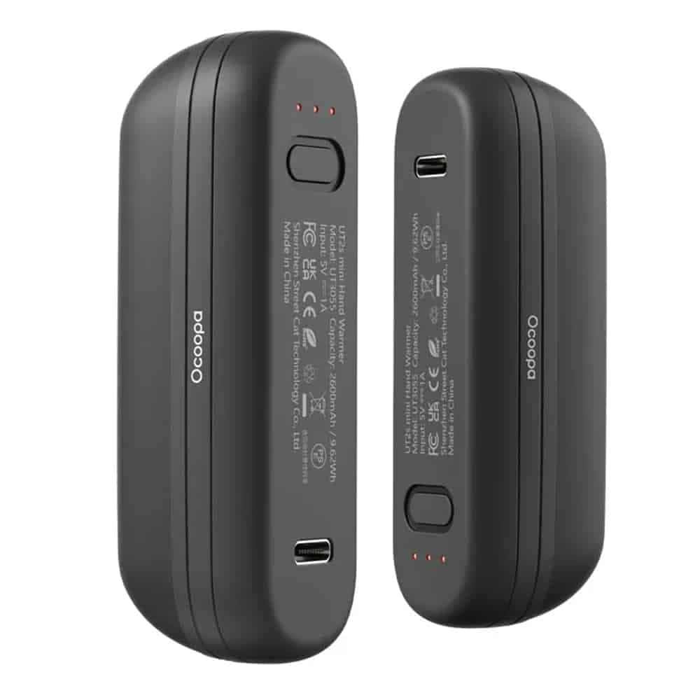 Ocoopa UT2s Mini Hand Warmer, Type-C Power Bank, Μαγνητικός Σχεδιασμός MagTwins, 2x 2600mAh, Μαύρο 2
