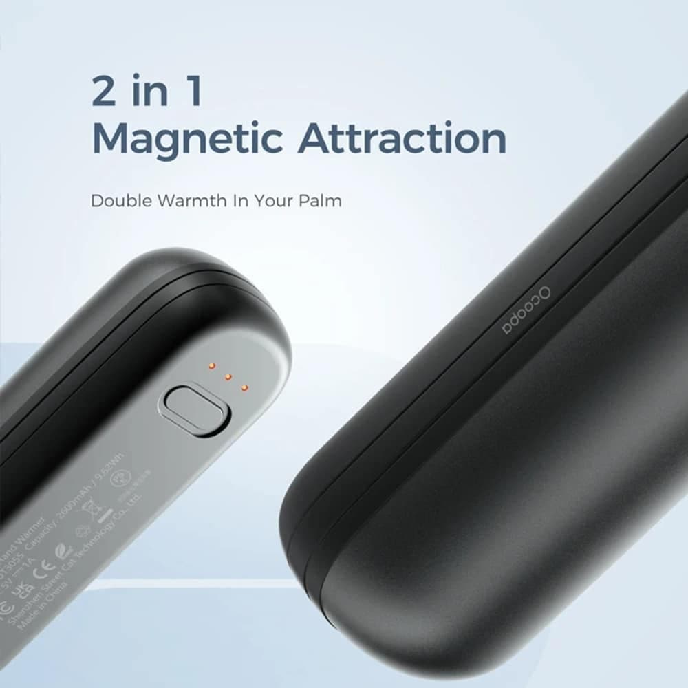 Ocoopa UT2s Mini Hand Warmer, Type-C Power Bank, Μαγνητικός Σχεδιασμός MagTwins, 2x 2600mAh, Μαύρο 6