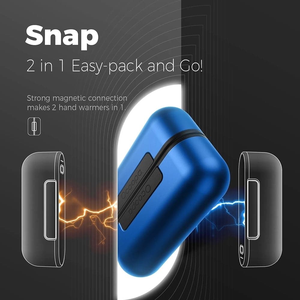 Ocoopa UT2s Θερμαντήρας Χεριών, Type-C με Power Bank, Ηλεκτρικός, Μαγνητικός Σχεδιασμός, MagTwins, 2x 5000mAh, Μπλε 4