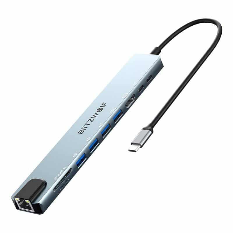 BlitzWolf BW-TH5 Σταθμός Σύνδεσης 10σε1 USB-C, Ασημί