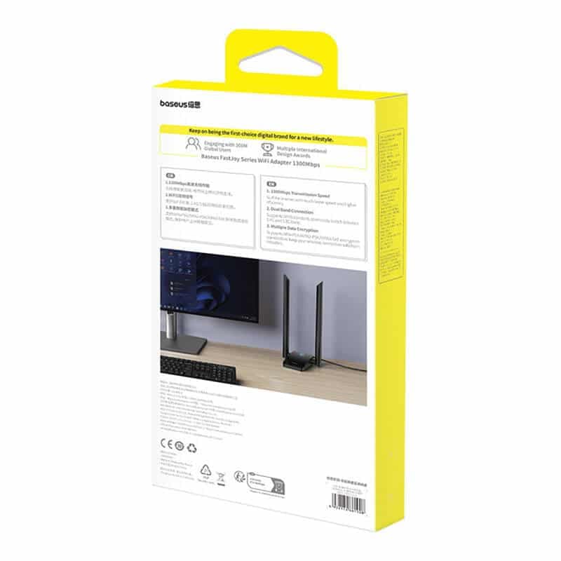 Baseus FastJoy Προσαρμογέας WiFi 1800Mbps, Μαύρος 8