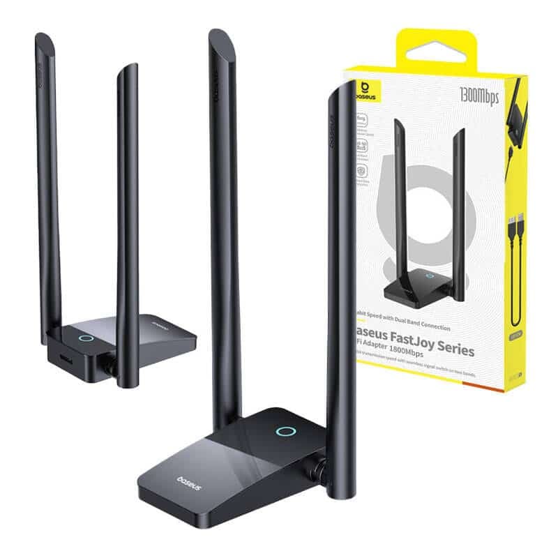 Baseus FastJoy Προσαρμογέας WiFi 1800Mbps, Μαύρος 9