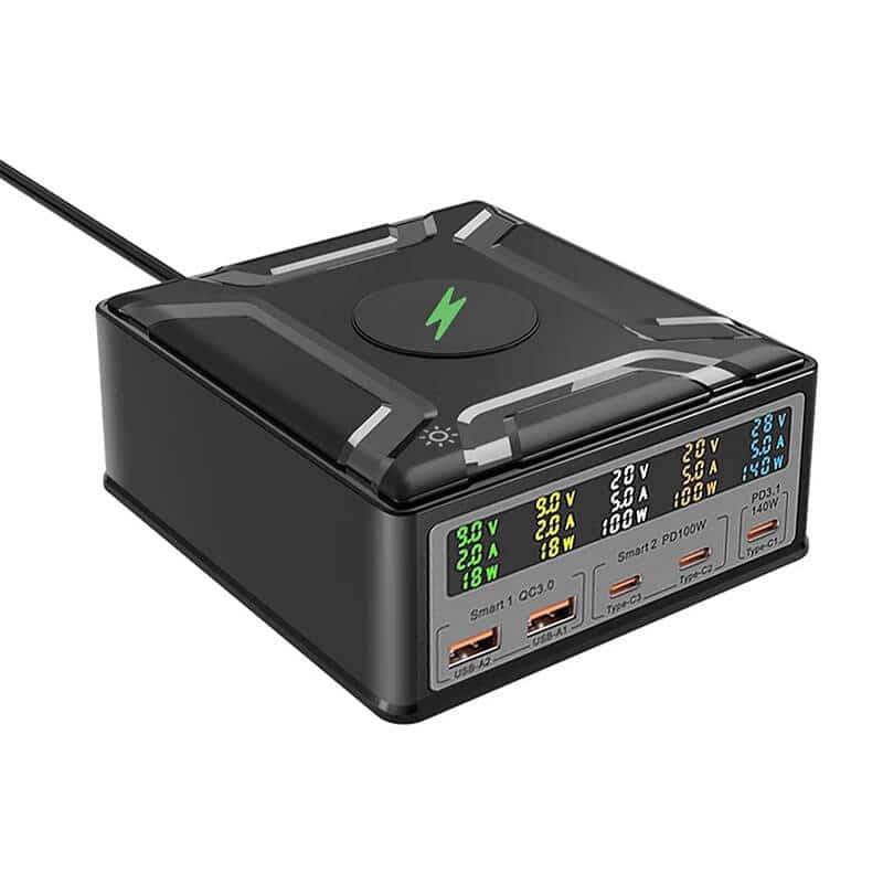 BlitzWolf BW-S28 Ασύρματος Φορτιστής 260W, 2xUSB-A, 3xUSB-C, Μαύρος 2