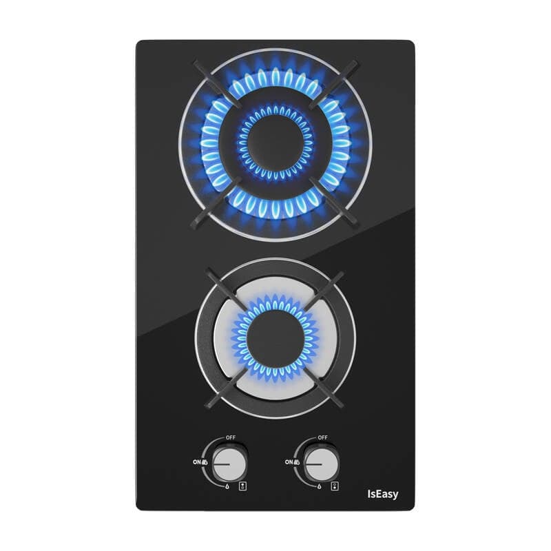 IsEasy MGBG-312A Εστία Αερίου Διπλής Ζώνης, Γυάλινο Πάνελ