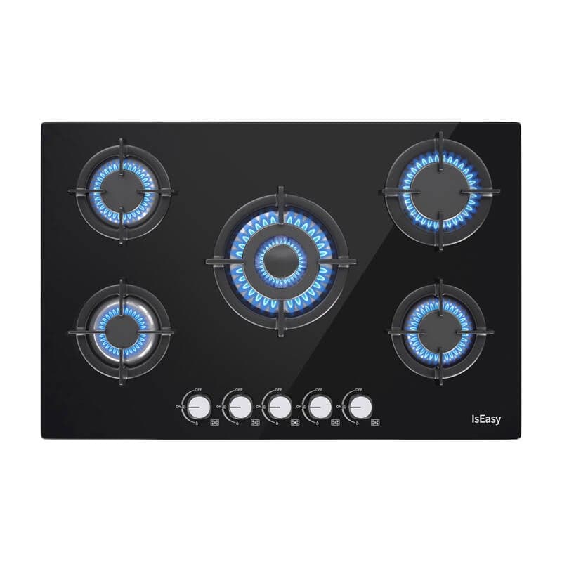 IsEasy MGBG-775 Εστία Αερίου Πέντε Καυστήρων, Γυάλινη Επιφάνεια