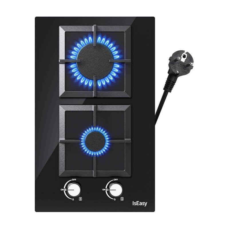 IsEasy MGBG-312S2C Εστία Αερίου Γυάλινη Διπλής Ζώνης