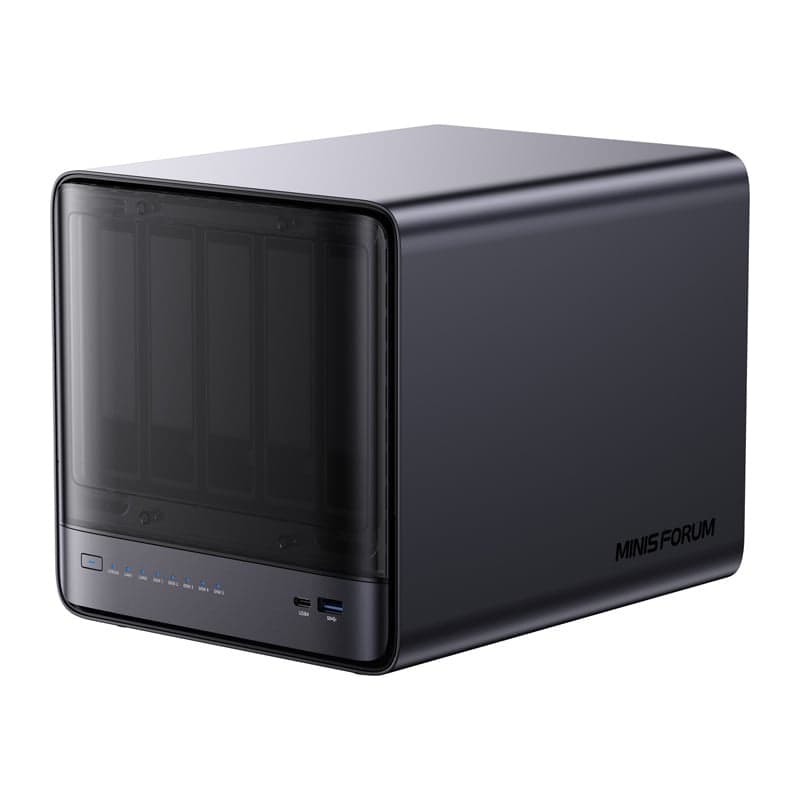 Minis Forum NAS N5 Pro Mini-PC, AMD Ryzen AI 9 HX Pro 370, 32GB + 128GB 2