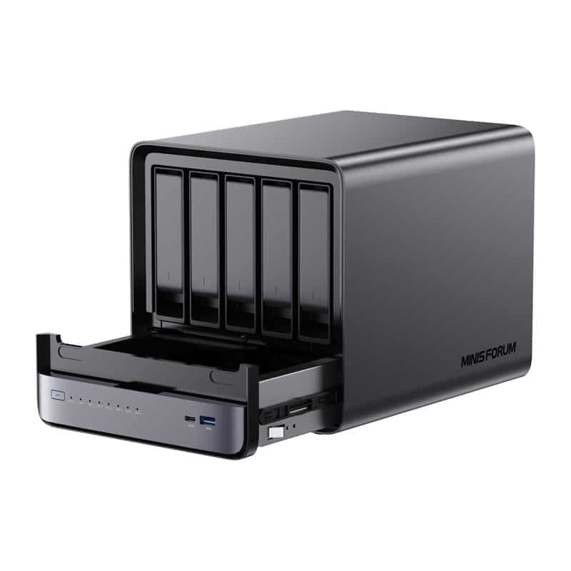 Minis Forum NAS N5 Pro Mini-PC, AMD Ryzen AI 9 HX Pro 370, 32GB + 128GB 4