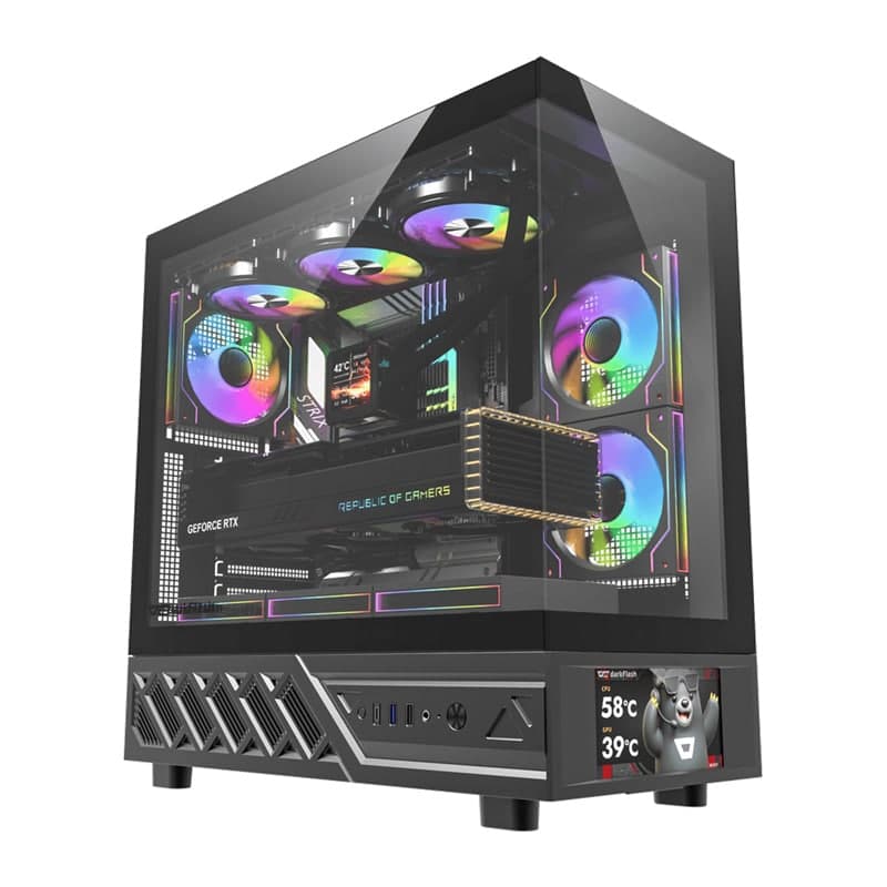 DarkFlash DS950V Θήκη Υπολογιστή με Οθόνη IPS, Μαύρη, 6 Ανεμιστήρες
