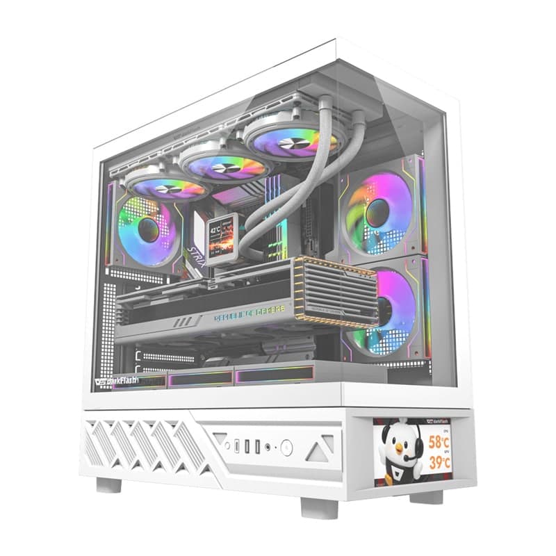 DarkFlash DS950V Θήκη Υπολογιστή με Οθόνη IPS, Λευκή, 6 Ανεμιστήρες