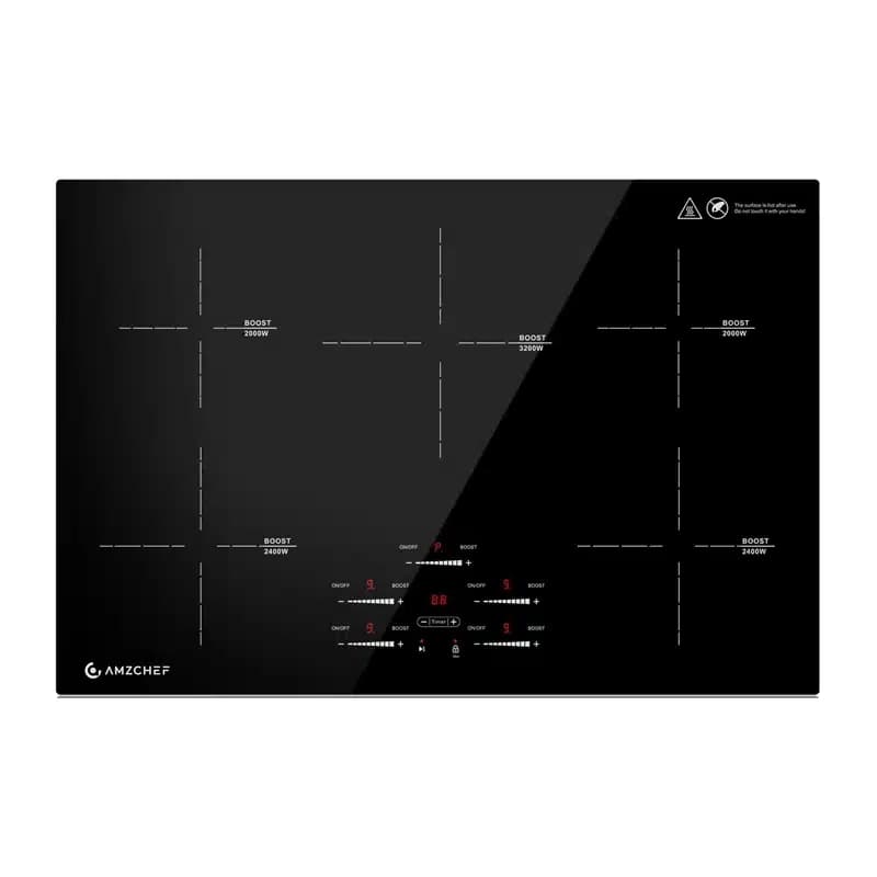 AMZCHEF CE-FS-I95S-GFFDD0 Επαγωγική Εστία 5 Ζωνών 9500 W, Μαύρη