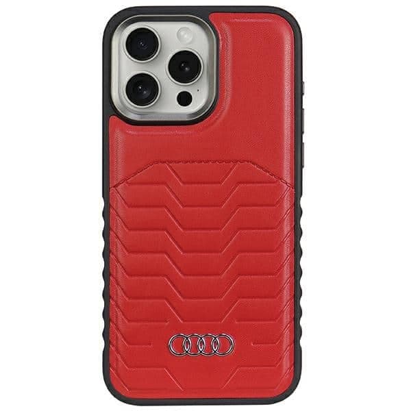 Audi Θήκη Σκληρή Συνθετικό Δέρμα MagSafe iPhone 15 Pro Max 6.7" κόκκινο AU-TPUPCMIP15PM-GT/D3-RD
