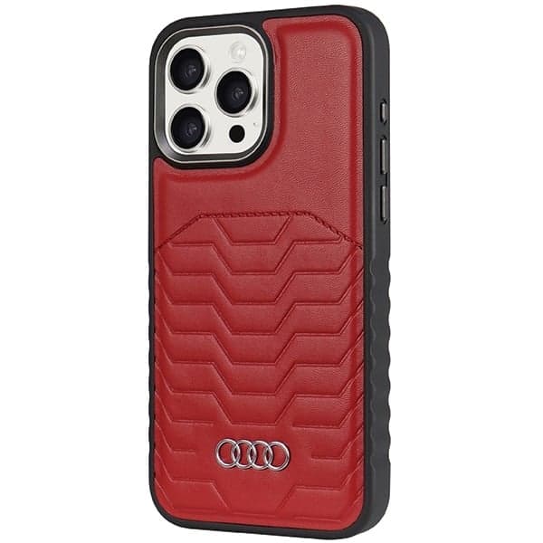 Audi Θήκη Σκληρή Συνθετικό Δέρμα MagSafe iPhone 15 Pro Max 6.7" κόκκινο AU-TPUPCMIP15PM-GT/D3-RD 2