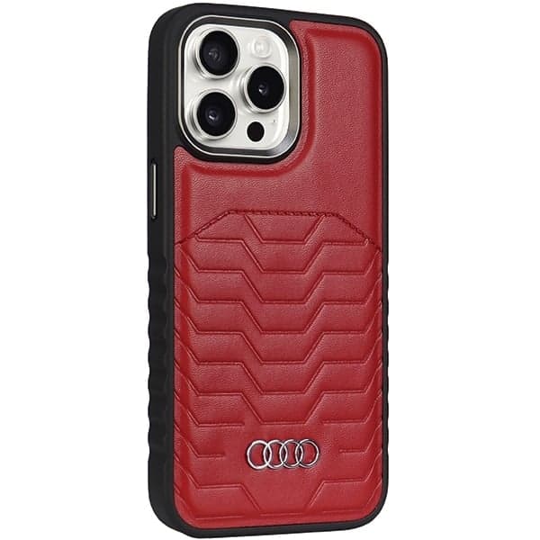 Audi Θήκη Σκληρή Συνθετικό Δέρμα MagSafe iPhone 15 Pro Max 6.7" κόκκινο AU-TPUPCMIP15PM-GT/D3-RD 6
