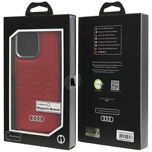 Audi Θήκη Σκληρή Συνθετικό Δέρμα MagSafe iPhone 15 Pro Max 6.7" κόκκινο AU-TPUPCMIP15PM-GT/D3-RD 7