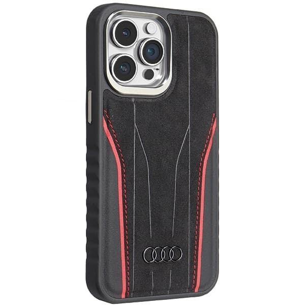 Audi Θήκη Σκληρή Δέρμα MagSafe iPhone 14 Pro Max 6.7" μαύρο-κόκκινο AU-TPUPCMIP14P 7