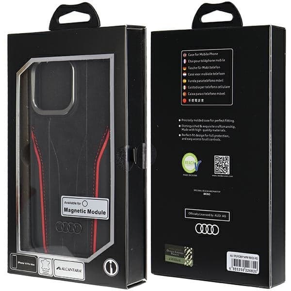 Audi Θήκη Σκληρή Δέρμα MagSafe iPhone 14 Pro Max 6.7" μαύρο-κόκκινο AU-TPUPCMIP14P 8