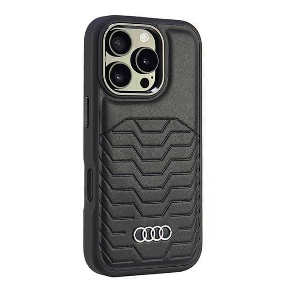 Audi θήκη σκληρή συνθετικό δέρμα MagSafe iPhone 16 Pro 6.3" μαύρο AU-TPUPCMIP16P-GT/D3-BK 2