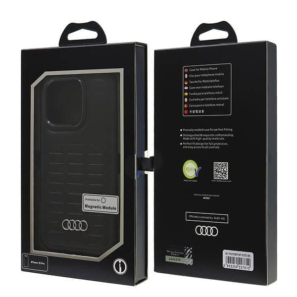 Audi θήκη σκληρή συνθετικό δέρμα MagSafe iPhone 16 Pro 6.3" μαύρο AU-TPUPCMIP16P-GT/D3-BK 7