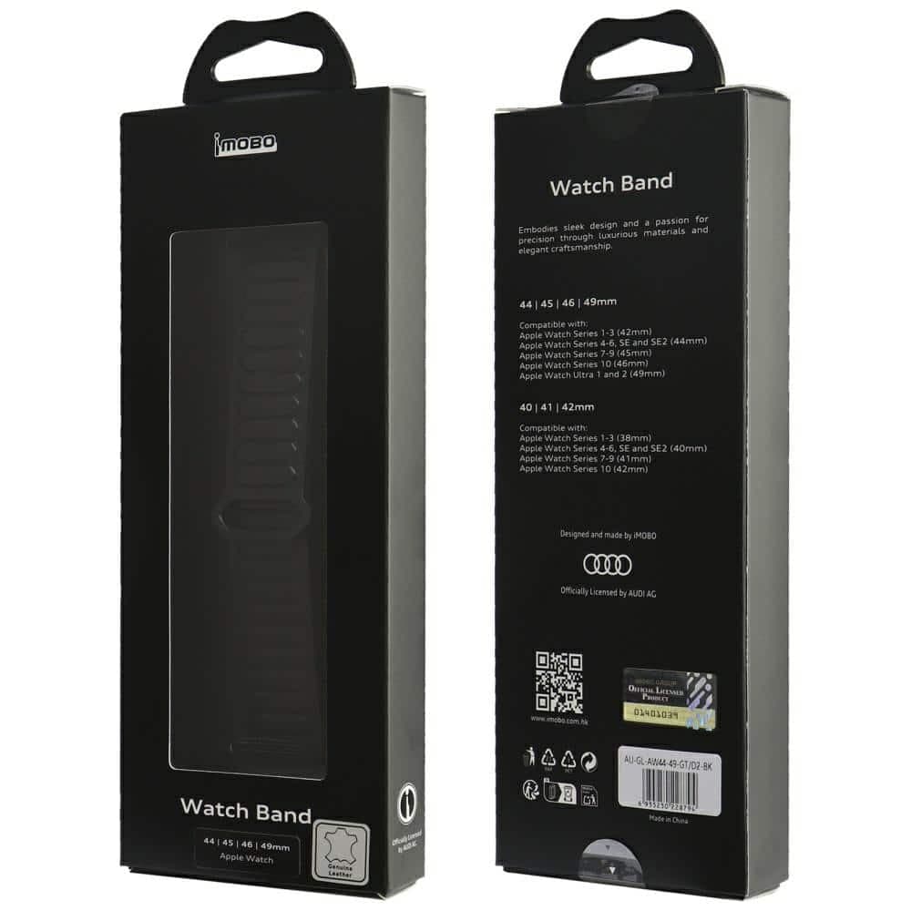 Audi Λουράκι με Μαγνητικό Κρίκο για Apple Watch, Γνήσιο Δέρμα, Μαύρο, 44/45/46/49mm 4