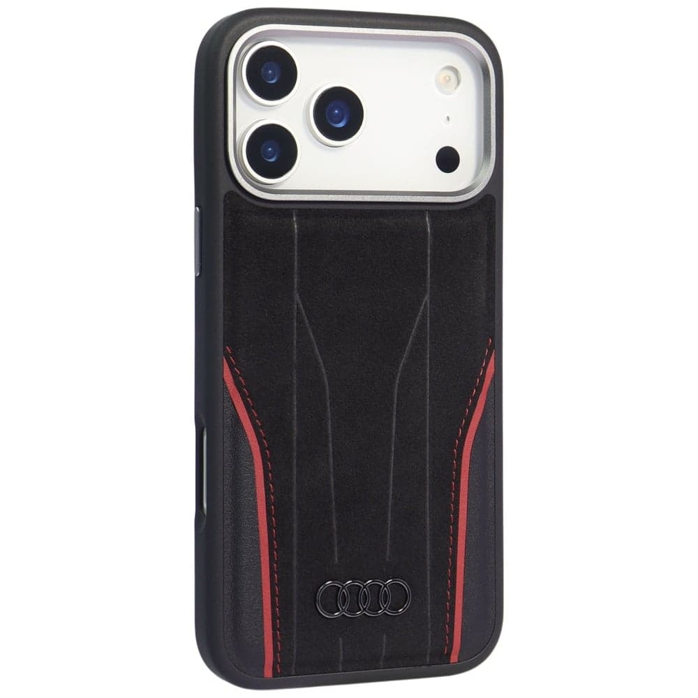 Θήκη Audi R8 Genuine Leather MagSafe για iPhone 17 Pro Max μαύρο-κόκκινο 2
