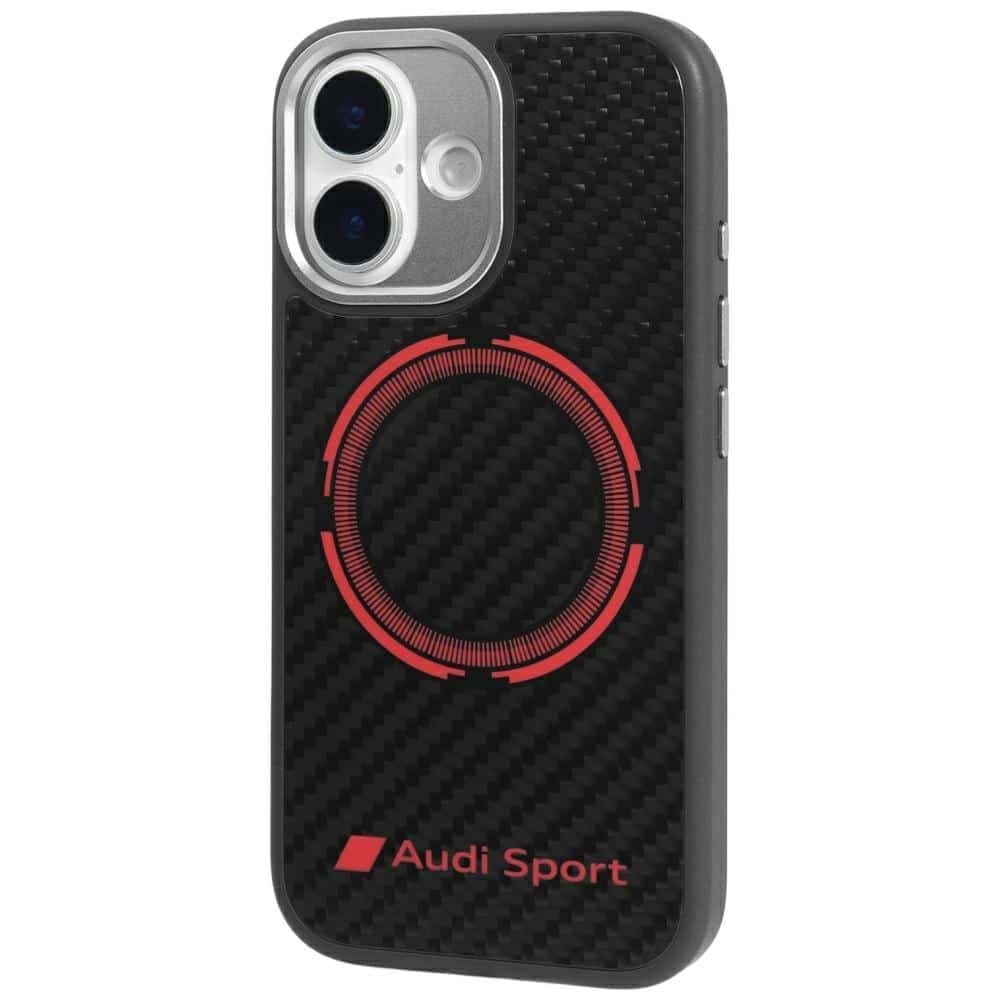 Θήκη Audi RSQ Carbon Fiber Sport Red Circle MagSafe για iPhone 17 μαύρο 3