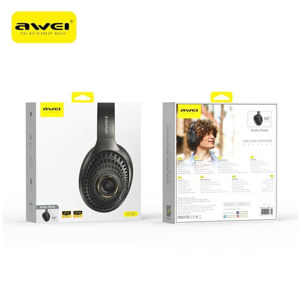 AWEI AT30 Ασύρματα Ακουστικά Over-Ear Bluetooth 6.0, Μαύρο 5