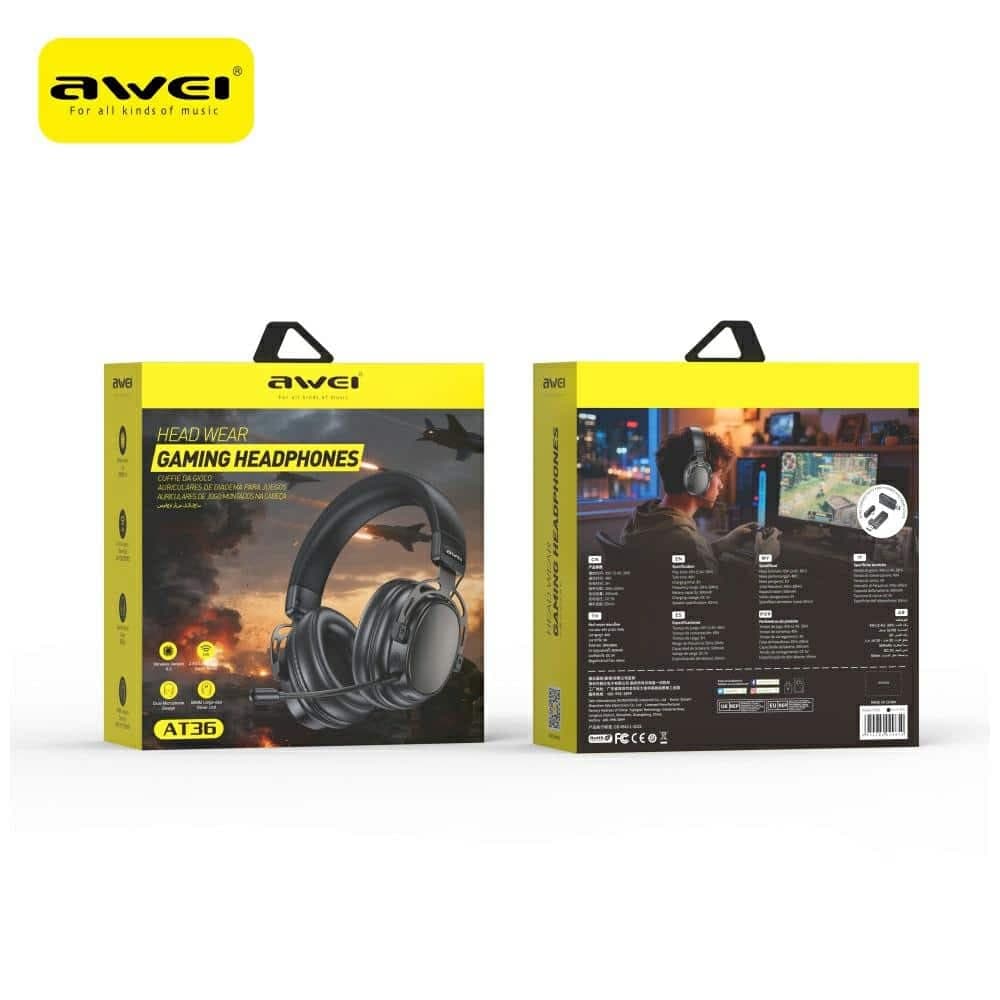 AWEI AT36 Ασύρματα Ακουστικά Over-Ear, Bluetooth 5.4 με Μικρόφωνο, Μαύρα 7
