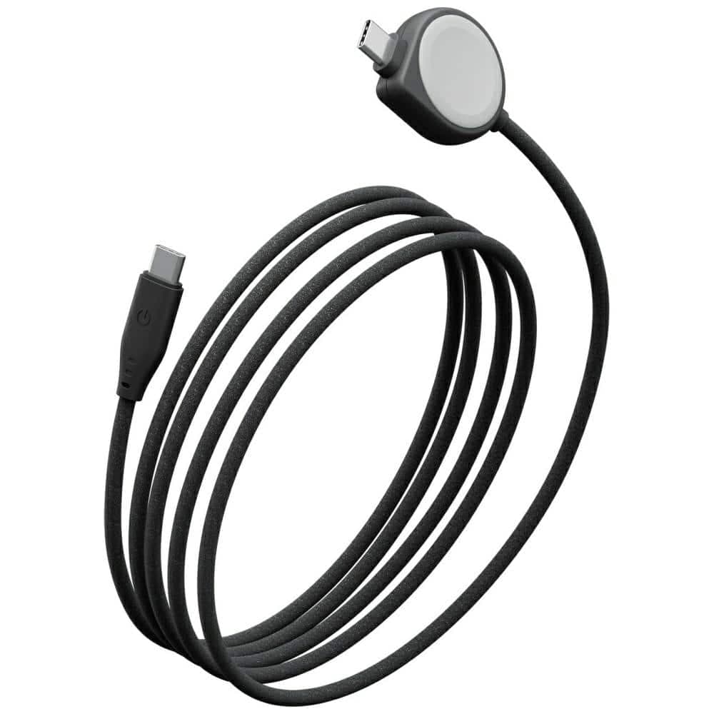 Energea Flow Duo Watch Καλώδιο 2-σε-1 USB-C σε USB-C + Φορτιστής Apple Watch 60W 1.5m, Μαύρο