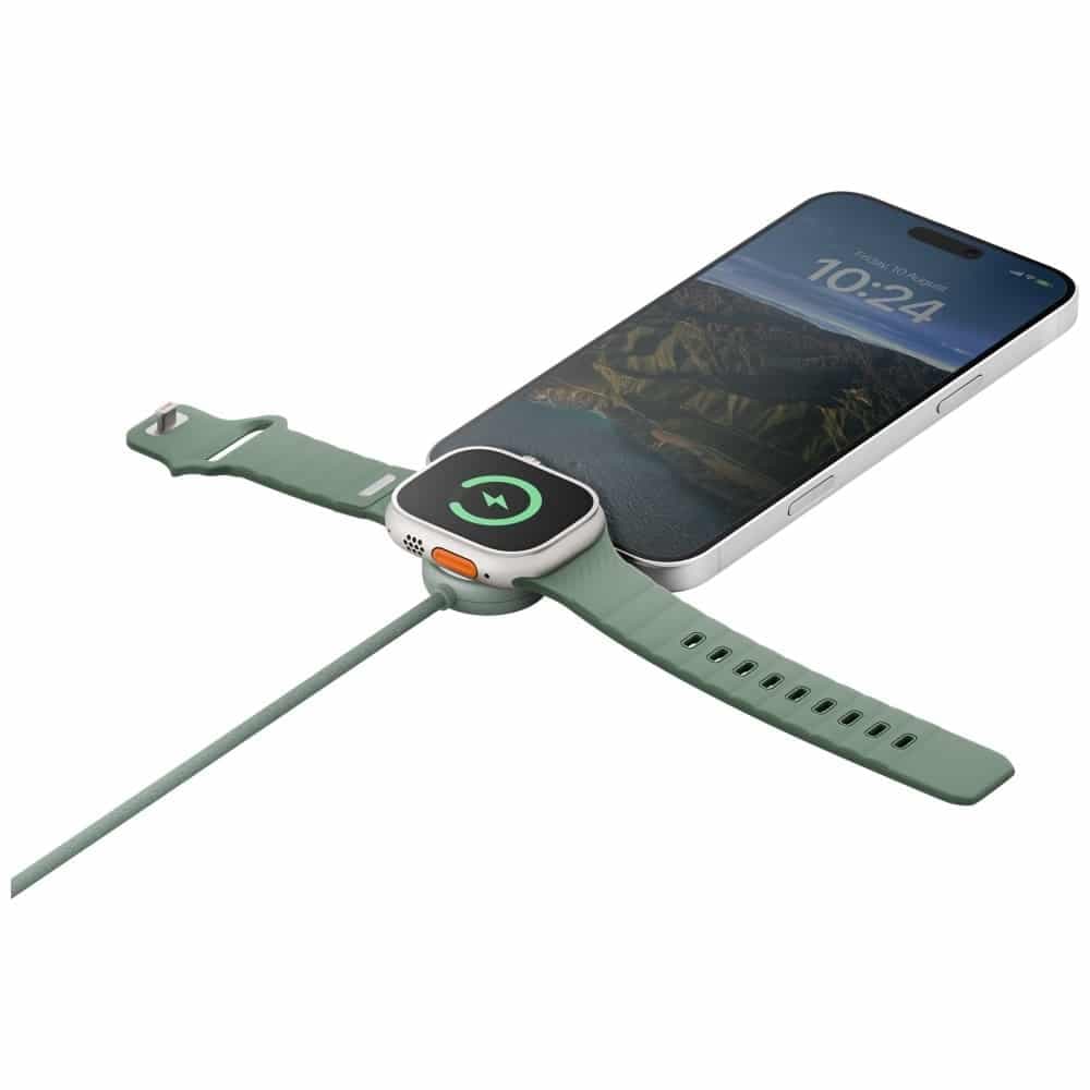 Energea Flow Duo Watch Καλώδιο 2-σε-1 USB-C σε USB-C + Φορτιστής Apple Watch 60W 1.5m, Μαύρο 2