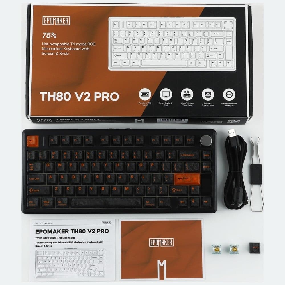 Epomaker TH80 V2 Μηχανικό Πληκτρολόγιο, Jade Switch, Μαύρο-Γκρι-Κρεμ 14