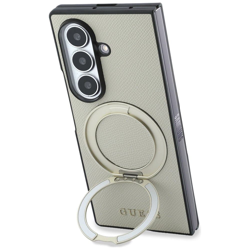 Guess Magnetic Ring Stand Grained Classic Logo - θήκη για Samsung Galaxy Z Fold8 Ultra - Μπεζ 3