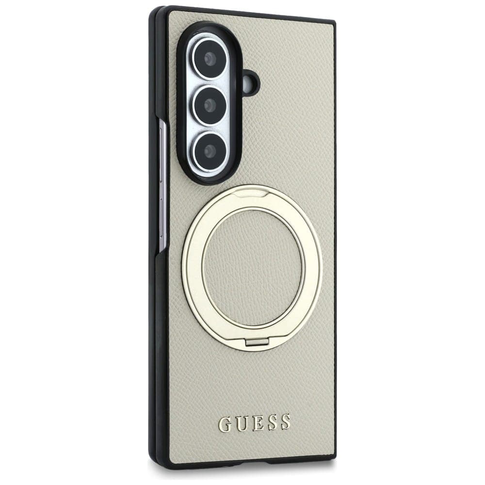 Guess Magnetic Ring Stand Grained Classic Logo - θήκη για Samsung Galaxy Z Fold8 Ultra - Μπεζ 4