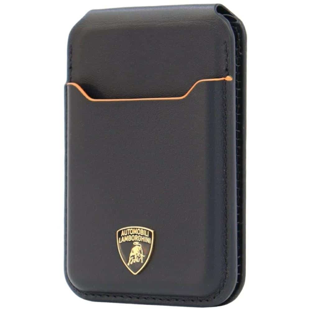 Lamborghini D1 Μαγνητικό Πορτοφόλι, Γνήσιο Δέρμα MagSafe, Βάση Κινητού, Πορτοκαλί
