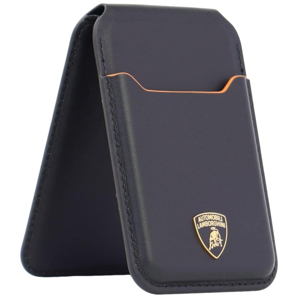 Lamborghini D1 Μαγνητικό Πορτοφόλι, Γνήσιο Δέρμα MagSafe, Βάση Κινητού, Πορτοκαλί 3