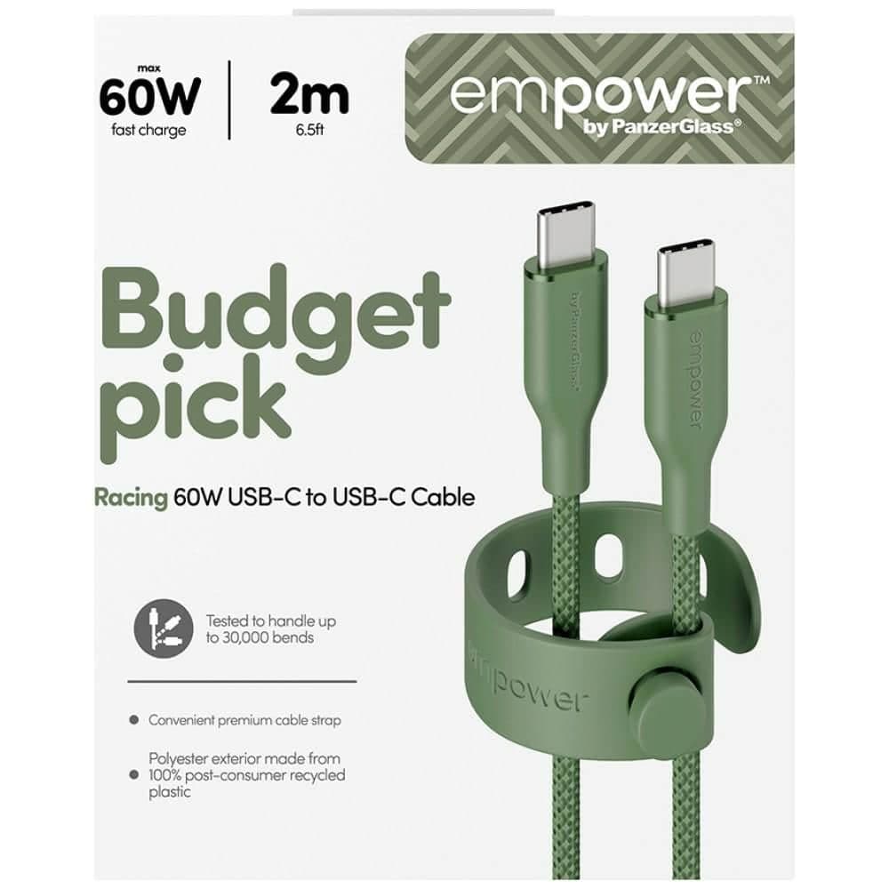 PanzerGlass Empower Racing 60W Καλώδιο USB-C σε USB-C 2m, Πράσινο 6