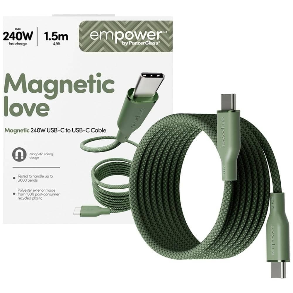 PanzerGlass Empower Racing Καλώδιο USB-C σε USB-C 240W, 1.5m, Πράσινο