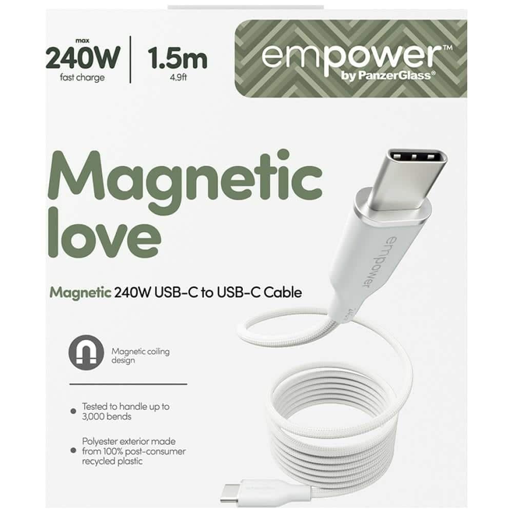 PanzerGlass Magnetic Καλώδιο 240W USB-C σε USB-C, 1,5m, Ασημί Λευκό 6