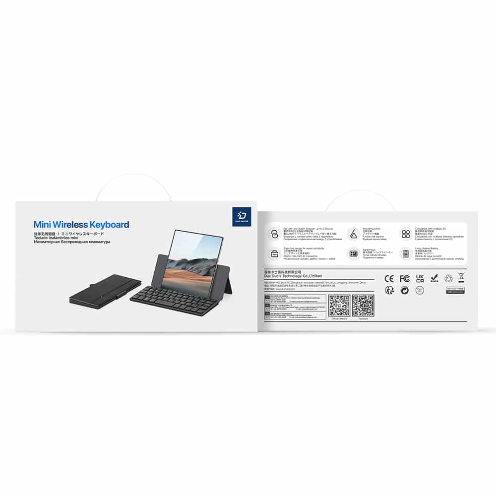 Dux Ducis Πληκτρολόγιο Mini με Θήκη, Bluetooth 5.0, Universal, USB-C, 180mAh, Αγγλική Διάταξη, Μαύρο 7
